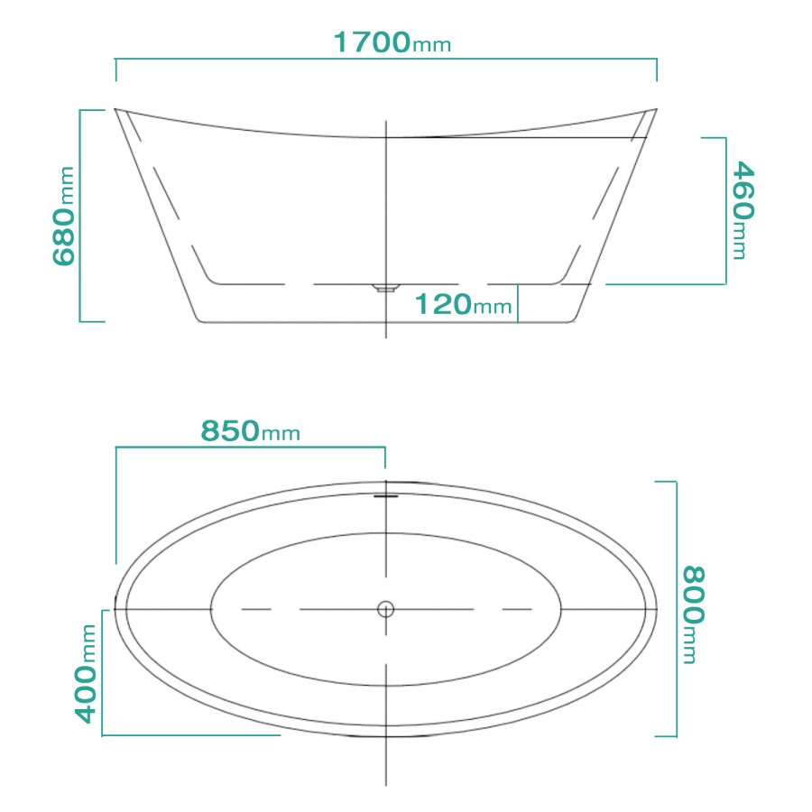 GRADE A2 - Duke Modern Curved Freestanding Bath - 1700 x 800 x 680mm