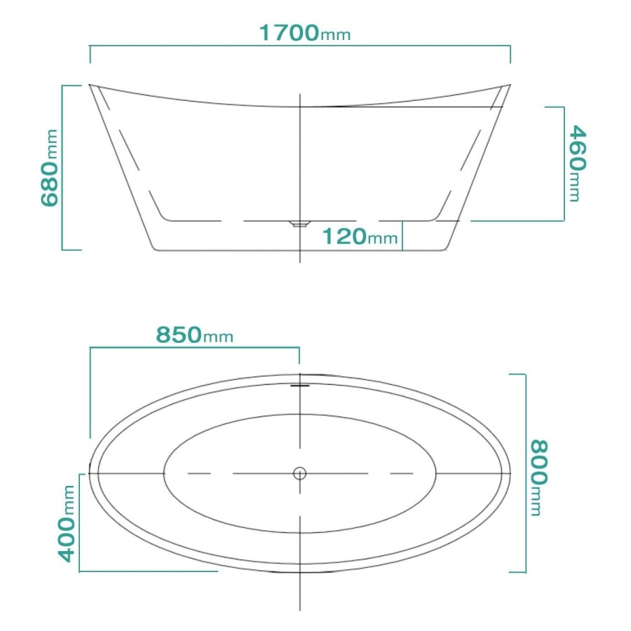 Duke Curved Double Ended Freestanding Bath - 1700 x 800mm