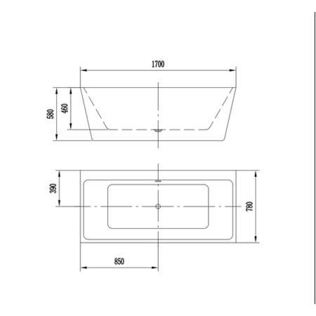 Darcy Modern Back to Wall Freestanding Bath - 1780 x 800 x 580mm