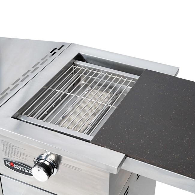 Monster Grill - 6 Burner Outdoor Kitchen BBQ Including Infrared Back Burner Plus Side Burner - Stainless Steel