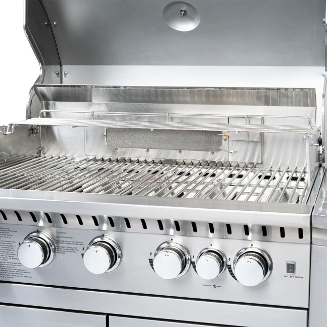 Monster Grill - 6 Burner Outdoor Kitchen BBQ Including Infrared Back Burner Plus Side Burner - Stainless Steel