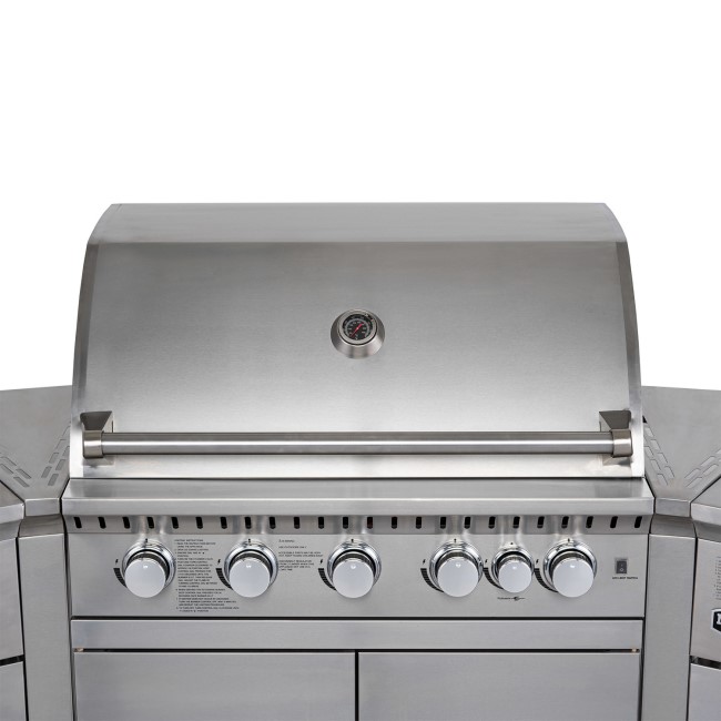 Monster Grill - 6 Burner Outdoor Kitchen BBQ Including Infrared Back Burner Plus Side Burner - Stainless Steel