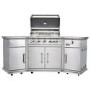 Monster Grill - 6 Burner Outdoor Kitchen BBQ Including Infrared Back Burner Plus Side Burner - Stainless Steel