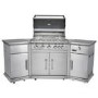 Monster Grill - 6 Burner Outdoor Kitchen BBQ Including Infrared Back Burner Plus Side Burner - Stainless Steel