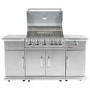 Monster Grill - 6 Burner Outdoor Kitchen BBQ Including Infrared Back Burner Plus Side Burner - Stainless Steel