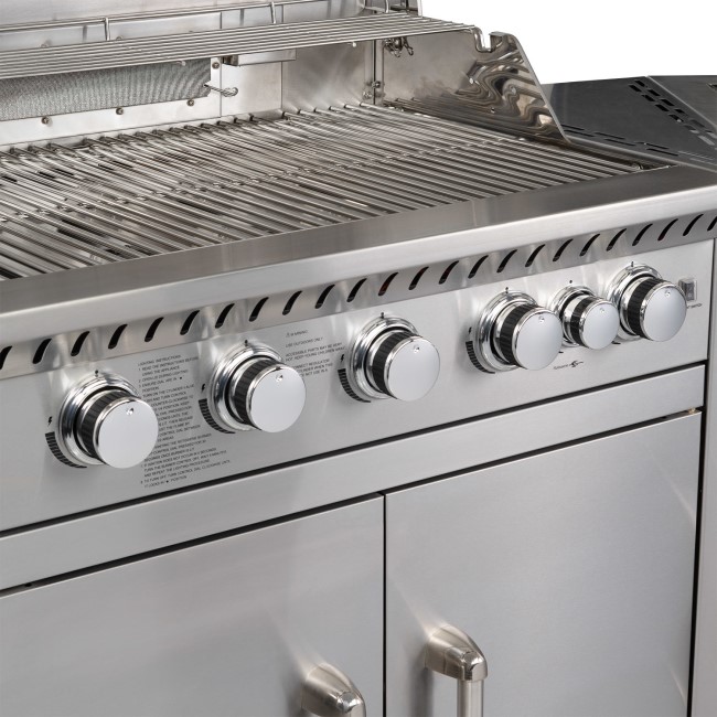 Monster Grill - 6 Burner Outdoor Kitchen BBQ Including Infrared Back Burner Plus Side Burner - Stainless Steel