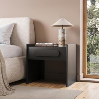 Wide Black 1 Drawer Bedside Table - Margot 