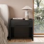 Wide Black 1 Drawer Bedside Table - Margot 