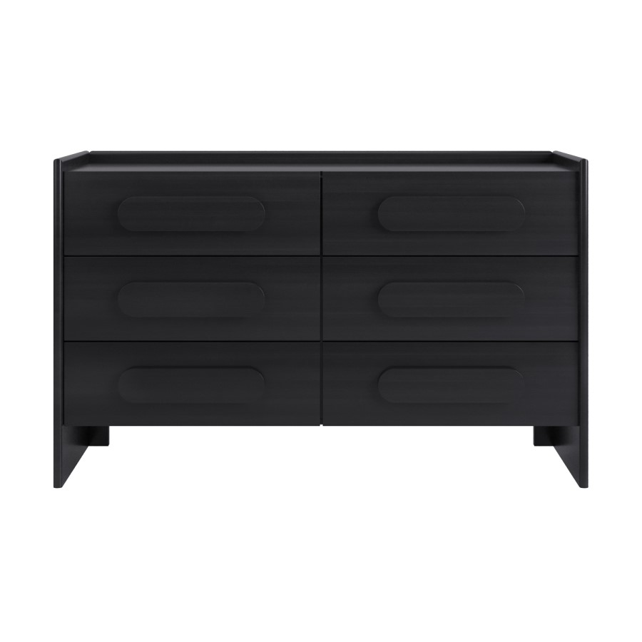 Wide Black Chest of 6 Drawers - Margot 