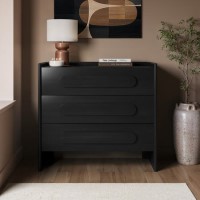 Wide Black Chest of 3 Drawers - Margot 