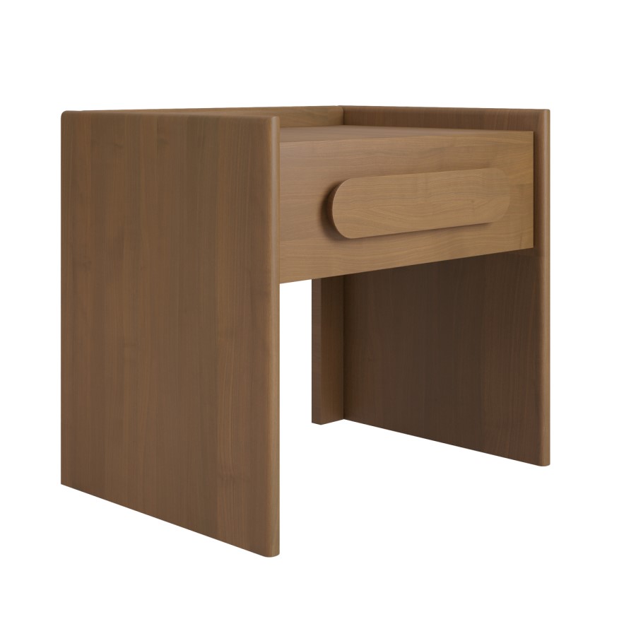 Wide Dark Wood 1 Drawer Bedside Table - Margot 