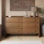 Wide Dark Wood Chest of 6 Drawers - Margot 