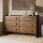 Wide Dark Wood Chest of 6 Drawers - Margot 