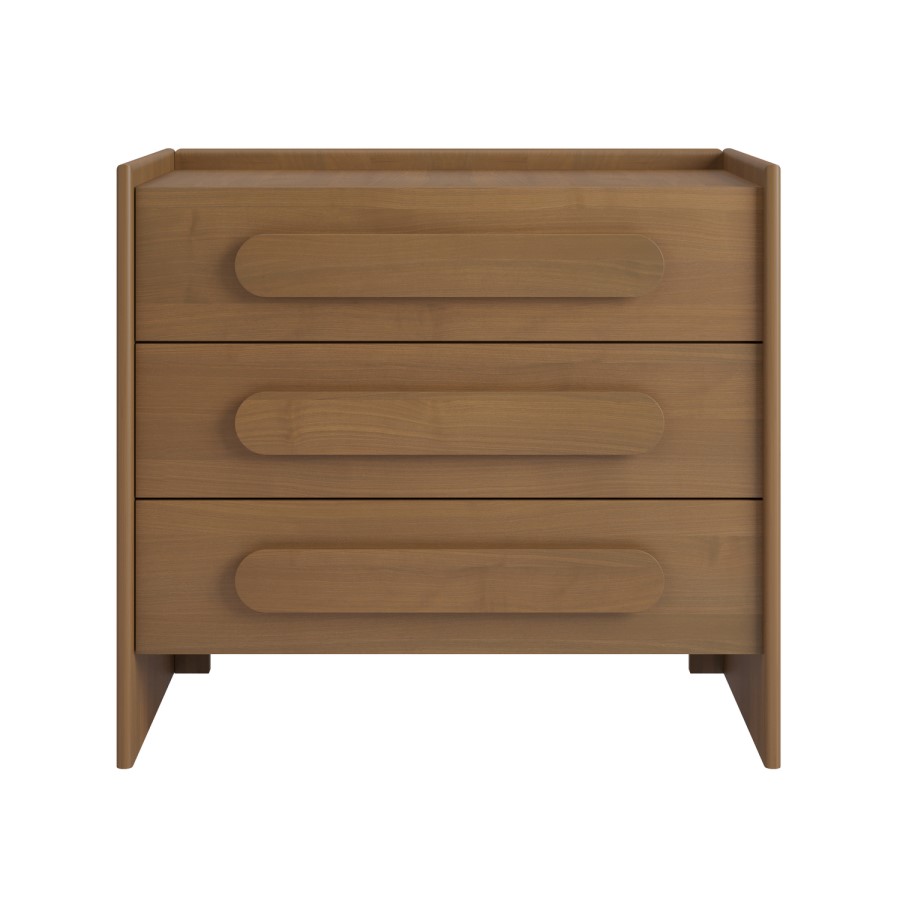 Wide Dark Wood Chest of 3 Drawers - Margot 
