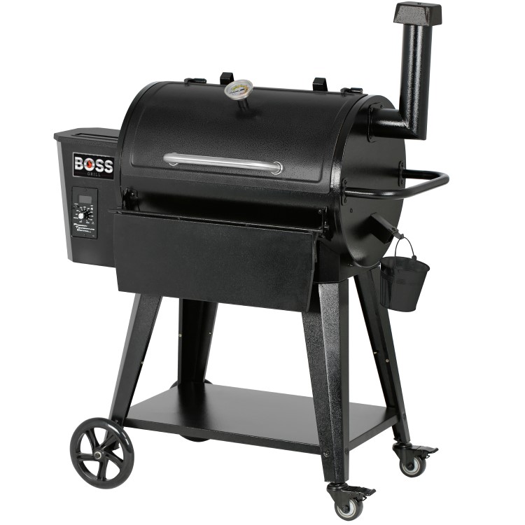 Boss Grill Pellet Smoker BBQ Grill - With Integrated Temperature Probe & Thermostat - Black