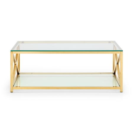 Rectangular Gold Glass Top Coffee Table - Miami