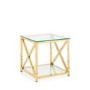 Square Gold Glass Top Side Table with Storage - Miami