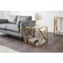 Square Gold Glass Top Side Table with Storage - Miami