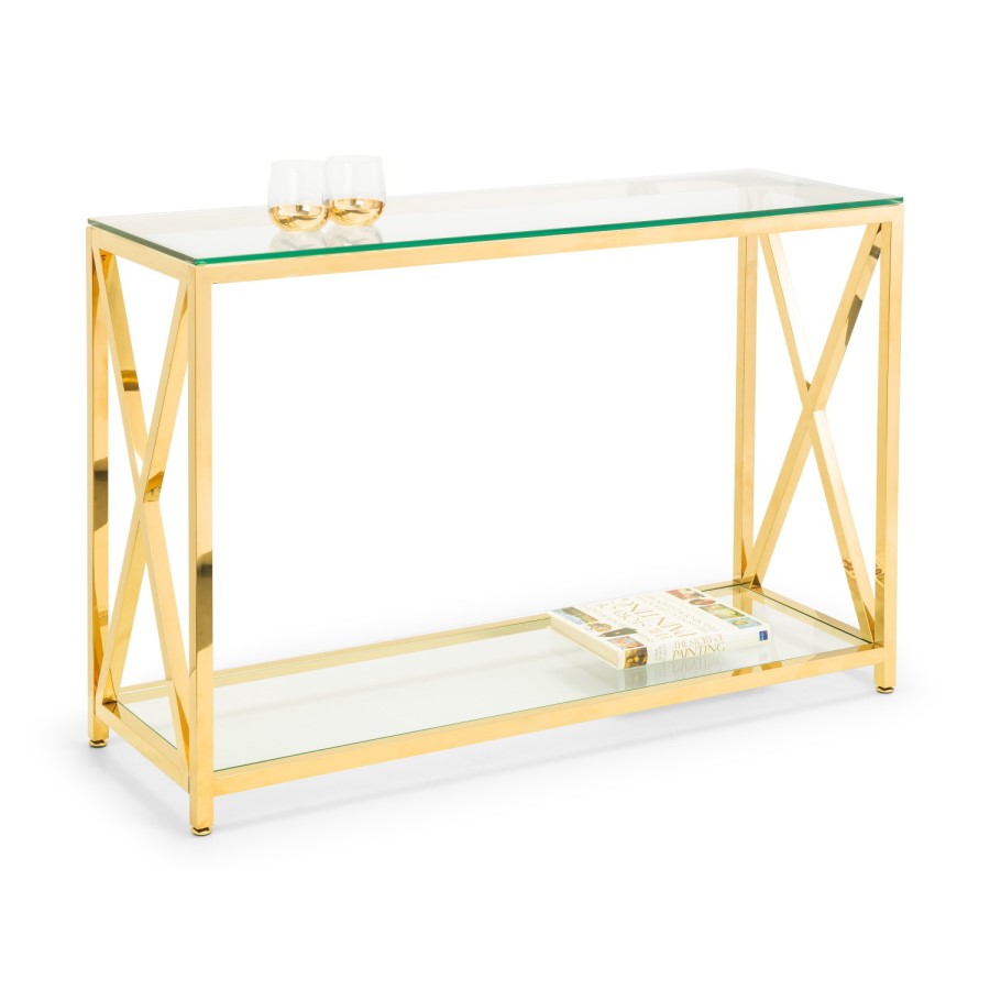 Gold & Glass Console Table - Julian Bowen