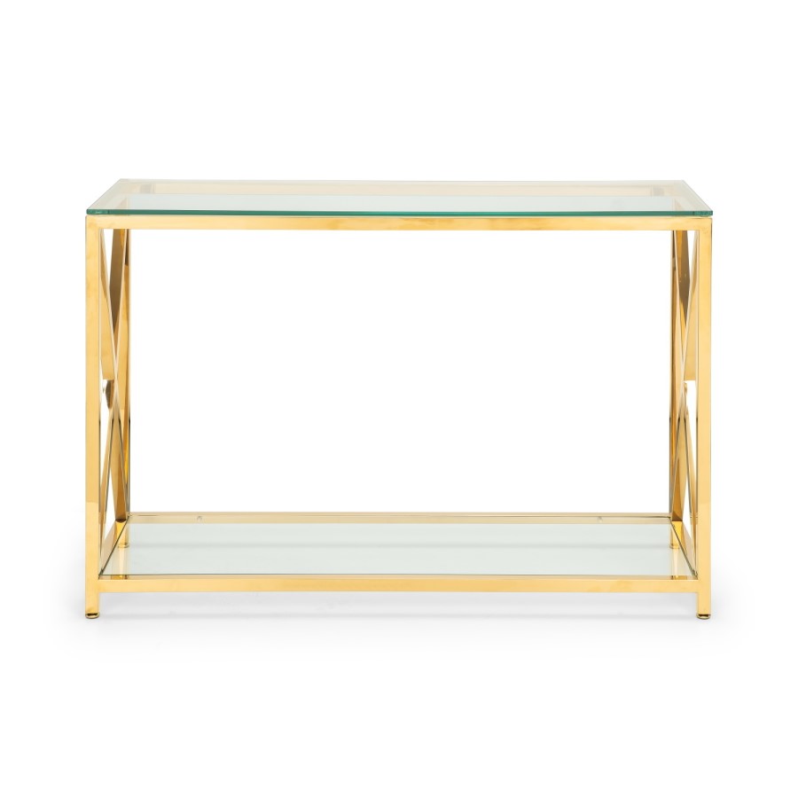 Gold & Glass Console Table - Julian Bowen