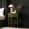 MID001 Olive Green Bedside Table with Drawer and Shelf - Midori