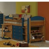 Verona Design Ltd Maximus Midsleeper Bed in Antique Pine and Blue