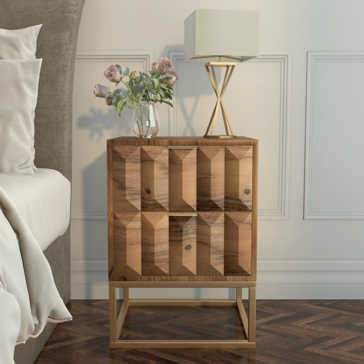 Miller Solid Mango Wood Bedside Table - 2 Drawer