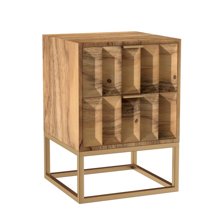 Miller Solid Mango Wood Bedside Table - 2 Drawer