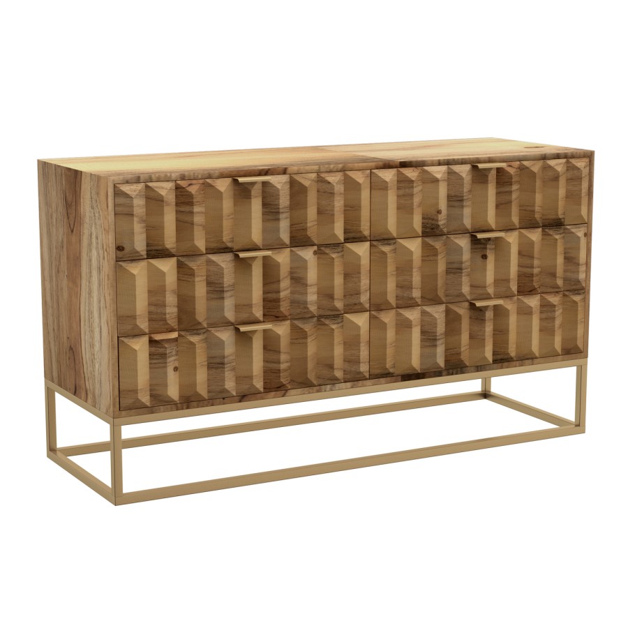Miller Solid Mango Wood Chest of Drawers - 6 Drawers