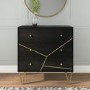 Mika 3 Drawer Dark Brown Chest of Drawers with Brass Inlay