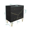 Mika 3 Drawer Dark Brown Chest of Drawers with Brass Inlay