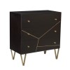 Mika 3 Drawer Dark Brown Chest of Drawers with Brass Inlay