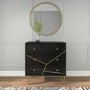 Mika 3 Drawer Dark Brown Chest of Drawers with Brass Inlay