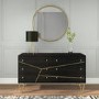 Mika Wide Dark Brown Chest of Drawers with Brass Inlay - 6 Drawers