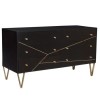 Mika Wide Dark Brown Chest of Drawers with Brass Inlay - 6 Drawers