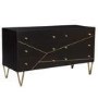 GRADE A2 - Mika Wide Dark Brown Chest of Drawers with Brass Inlay - 6 Drawers