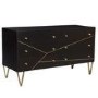 Mika Wide Dark Brown Chest of Drawers with Brass Inlay - 6 Drawers