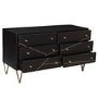Mika Wide Dark Brown Chest of Drawers with Brass Inlay - 6 Drawers
