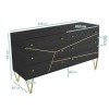 GRADE A2 - Mika Wide Dark Brown Chest of Drawers with Brass Inlay - 6 Drawers