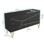 Mika Wide Dark Brown Chest of Drawers with Brass Inlay - 6 Drawers