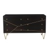 Mika Wide Dark Brown Chest of Drawers with Brass Inlay - 6 Drawers