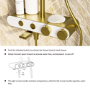 Brushed Brass Round Thermostatic 3 Outlet Mixer Shower Set with Bath Filler Spout  Push Buttons and Shelf- Mika