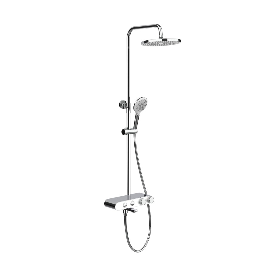 Chrome Round Thermostatic Mixer Shower Set with Bath Filler Spout - Mika