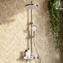 Chrome Round Thermostatic Mixer Shower Set with Bath Filler Spout - Mika
