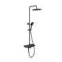 Black Round Thermostatic Mixer Shower Set with Bath Filler Spout - Mika