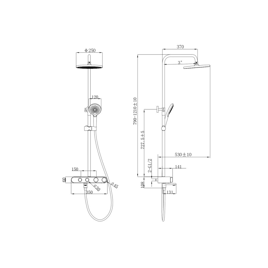 Brushed Brass Round Thermostatic Mixer Shower Set with Bath Filler Spout - Mika