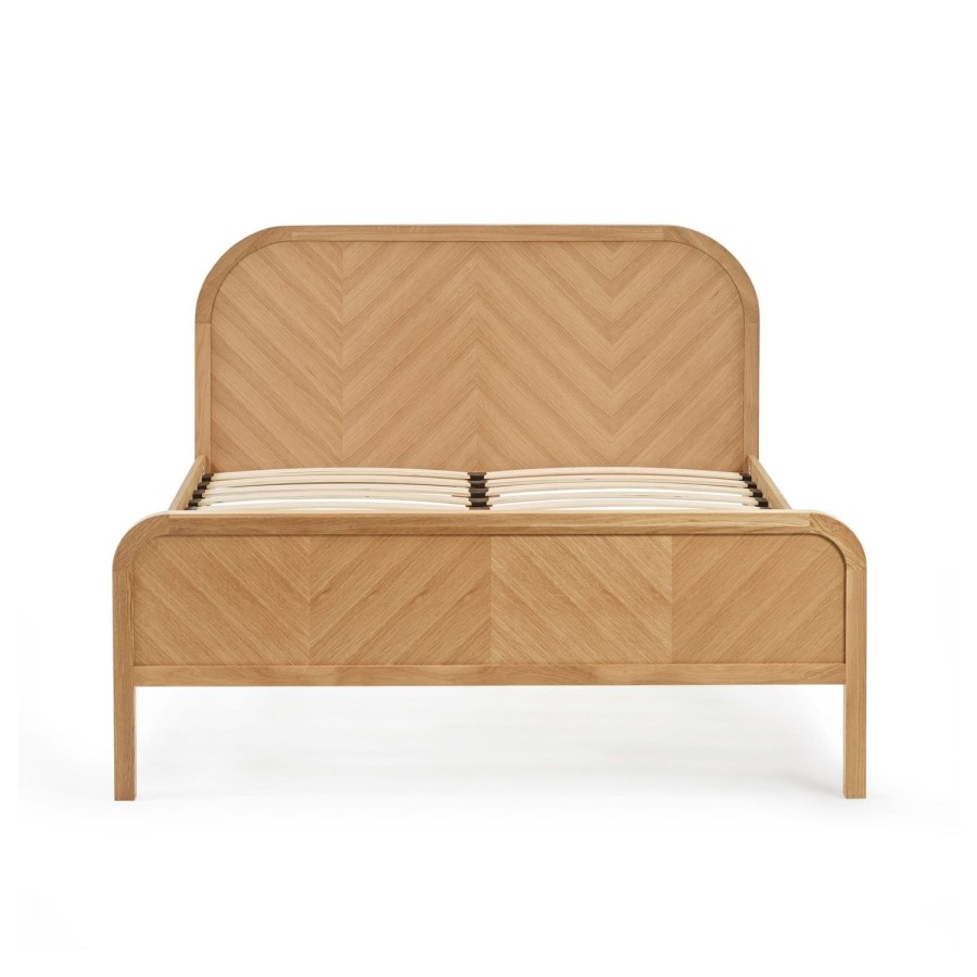 Oak Chevron Double Bed Frame - Julian Bowen