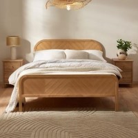 Oak Chevron King Size Bed Frame - Julian Bowen