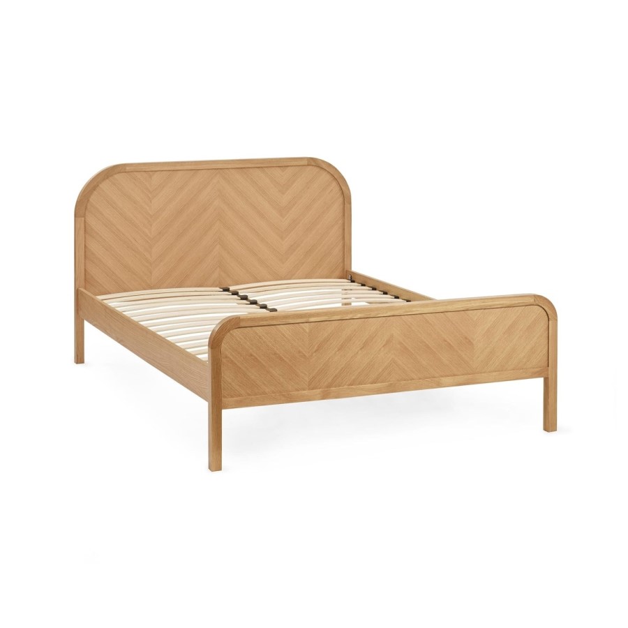 Oak Chevron King Size Bed Frame - Julian Bowen