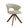 Set of 2 Beige Upholstered Swivel Dining Chairs with Walnut Legs - Mila